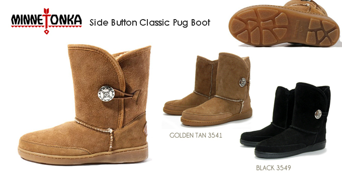 Minnetonka side button on sale classic pug boot