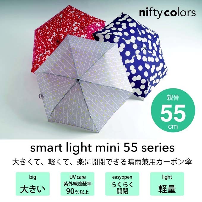 niftycolorsニフティカラーズ 雨傘 UV 折傘 カーボン軽量 ミニ55 sumart light 55_2.jpg